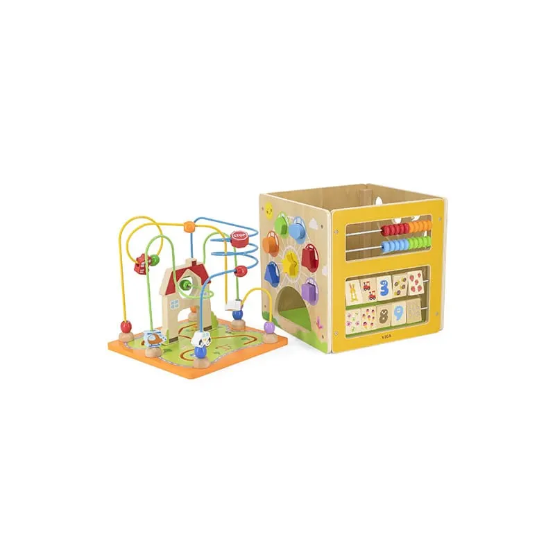 Centru activitati PolarB Viga, lemn, labirint, sortator forme, 5 in 1, multicolor KID445910 — imaginea 4