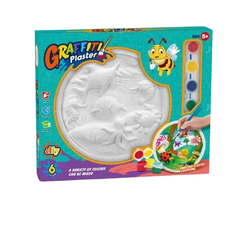 Set pentru pictat Plansa din ceramica tematica vietati marine,pensula si acuarele incluse, 17 cm