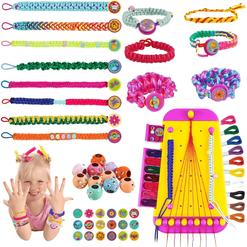 Set Creativ Bratarile Prieteniei 2 in 1 cu Razboi de Tesut, Margele, Fire si Accesorii Colorate, Ludiro, +6 Ani