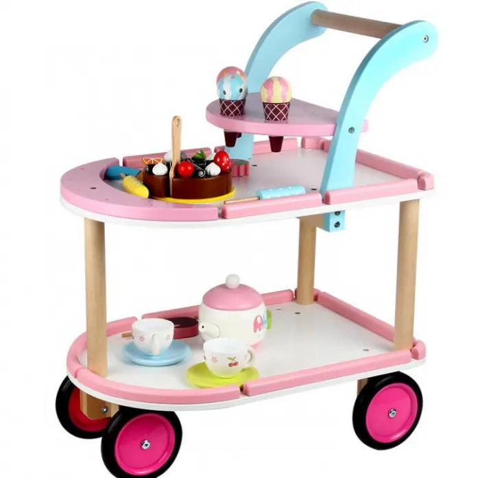 Carucior din Lemn Set de Dulciuri pentru Copii