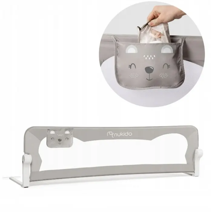 Bariera protectie pat Nukido, 150x35x52 cm, gri KID609917 — imaginea 2