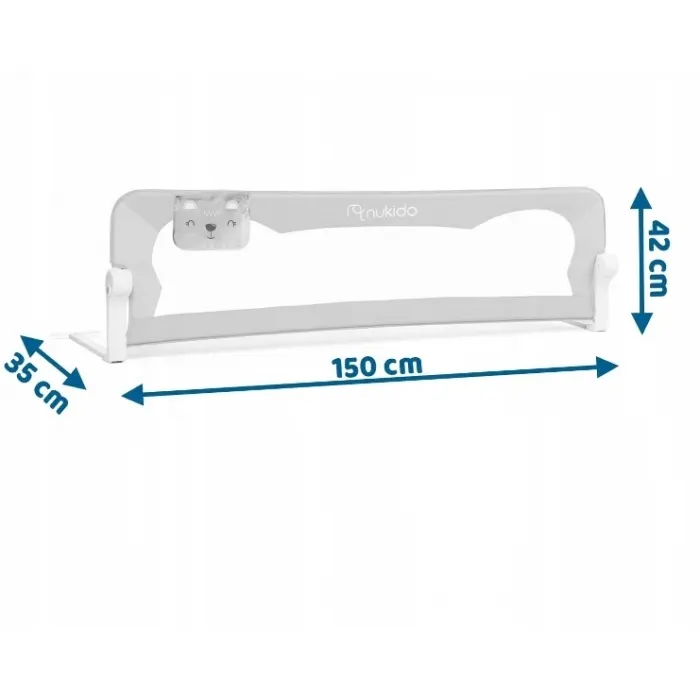 Bariera protectie pat Nukido, 150x35x52 cm, gri KID609917 — imaginea 4