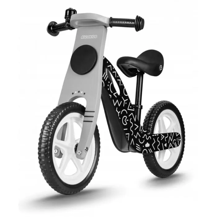 Bicicleta fara pedale Ricokids, lemn, roti spuma EVA, negru KID471318