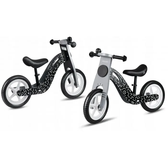 Bicicleta fara pedale Ricokids, lemn, roti spuma EVA, negru KID471318 — imaginea 2
