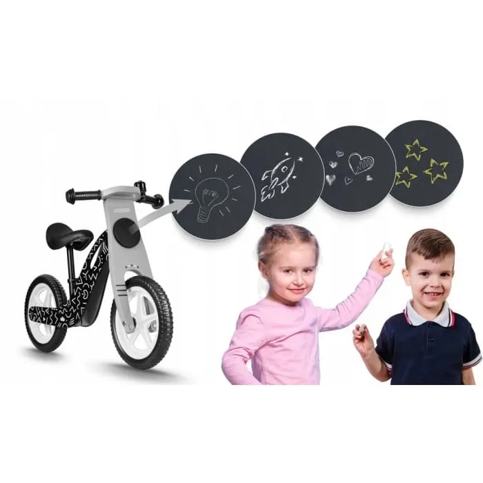 Bicicleta fara pedale Ricokids, lemn, roti spuma EVA, negru KID471318 — imaginea 3