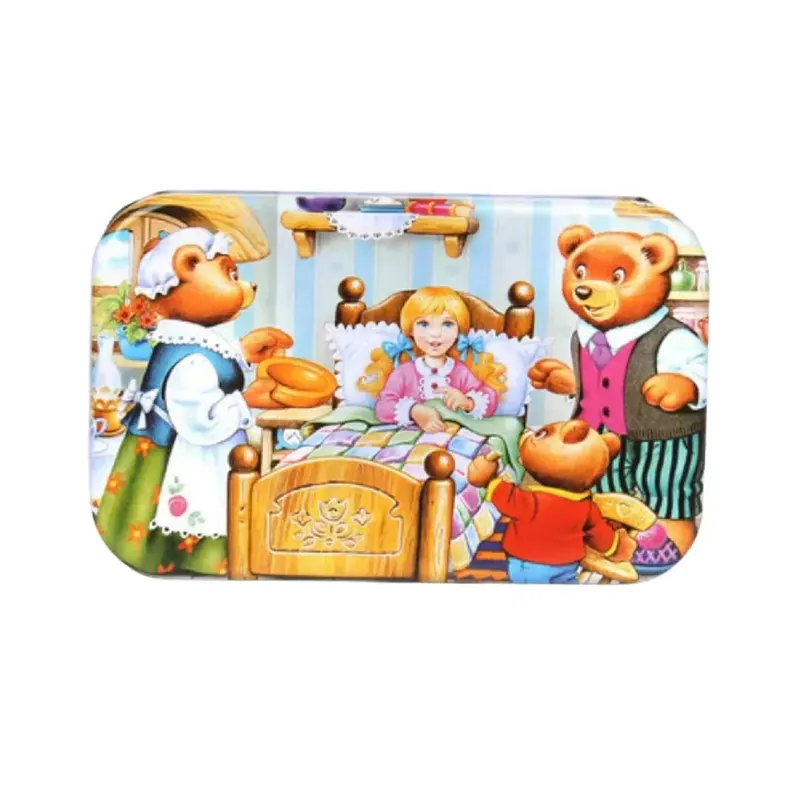 Puzzle cu 60 piese în cutie metalică - Scufița și cei 3 urși