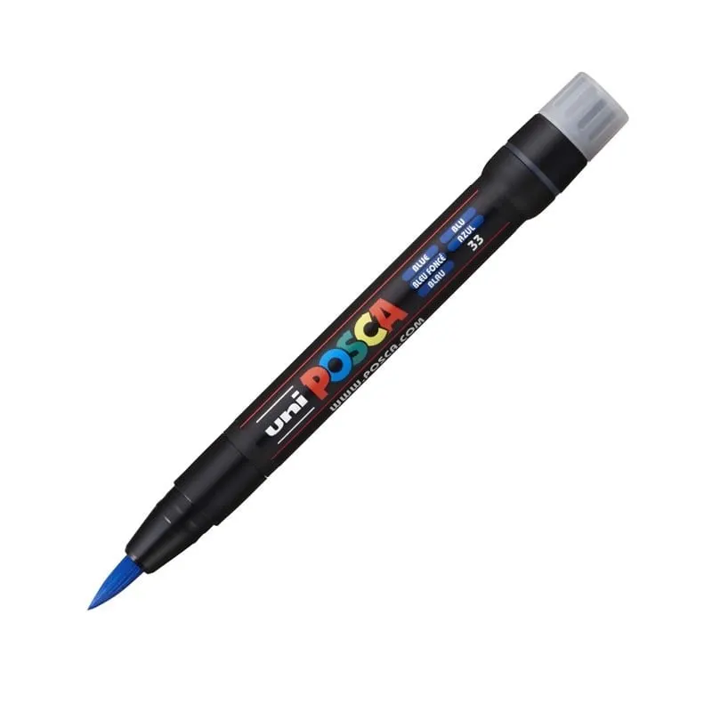 Marker cu varf tip pensula UNI Posca Brush PCF-350,albastru