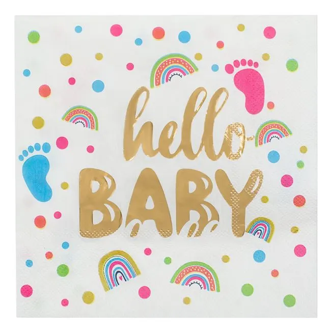 Set 12 Servetele de Masa pentru Petrecere, Hello Baby 33x33cm