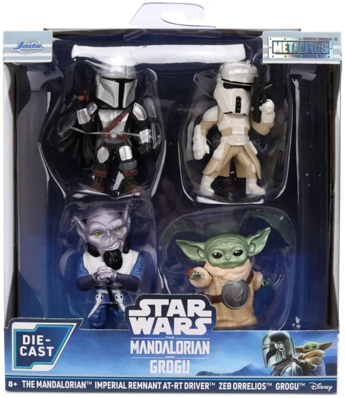 JADA STAR WARS MANDALORIAN SI GROGU SET 4 FIGURINE METALICE 4CM