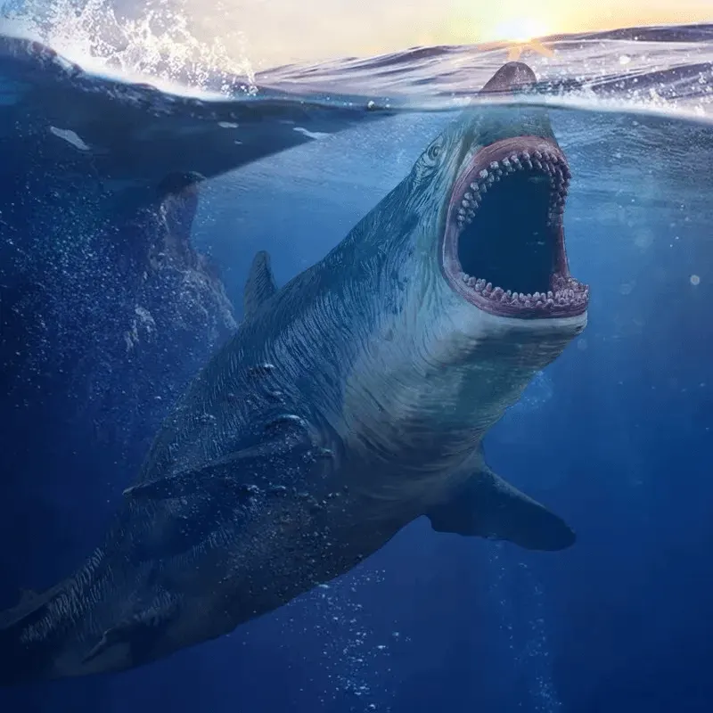 Figurina Rechin Megalodon Realista LUDIRO, Jucarie Educativa XXL pentru Copii, 25.5 cm