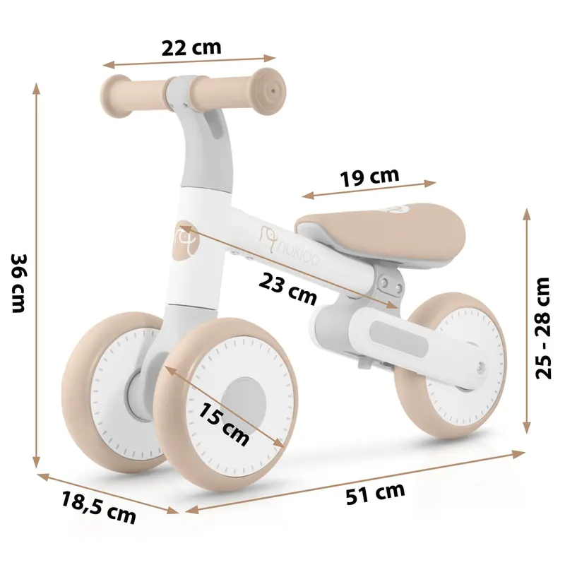 Bicicleta Nukido NK-603, echilibru, fara pedale, roti EVA, alb KID621230 — imaginea 3