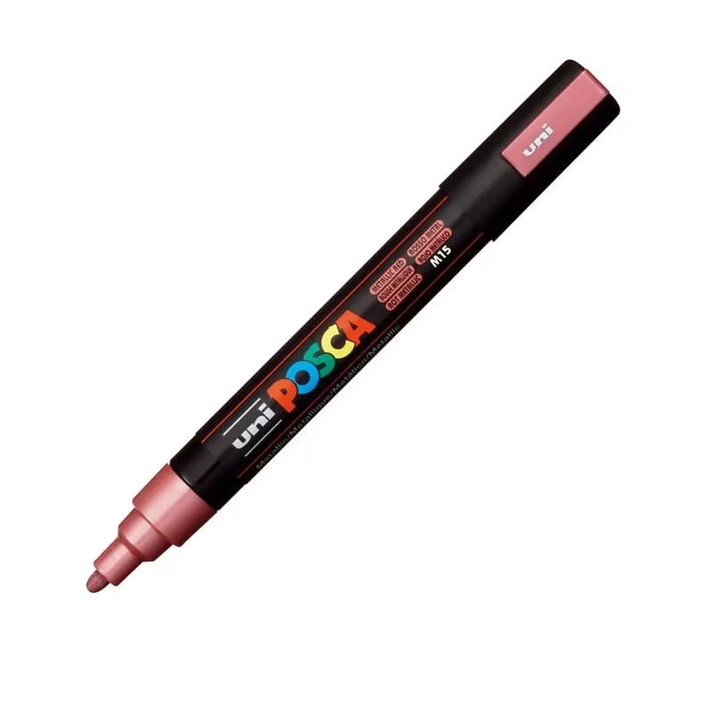 Marker UNI PC-5M Posca, 1.8-2.5 mm,varf mediu,rosu metalizat