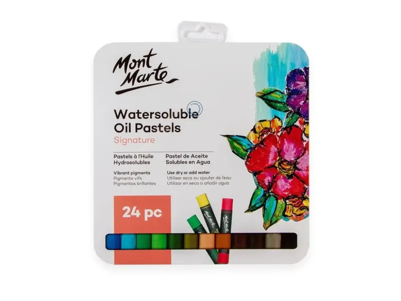 Pasteluri uleioase Mont Marte in cutie metalica, 24 buc set