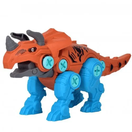 Jucarie Interactiva STEM DIY, Dinozaur de Construit, Triceratops, Surubelnita Inclusa, Culori Aleatorii, 19x10x5.5 Cm, + 3 Ani