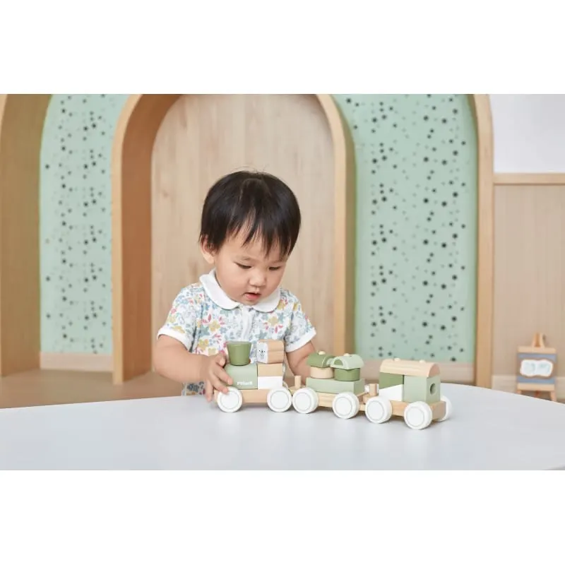 Trenulet PolarB Viga, lemn, modular cu animale, verde KID442315 — imaginea 3