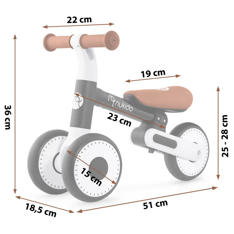 Bicicleta Nukido NK-603, echilibru, fara pedale, roti EVA, negru KID621223 — imaginea 3