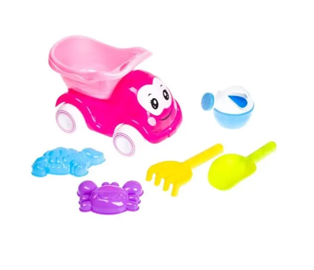 Set jucarii nisip-Camion cu 5 accesorii, Fucsia, Plastic