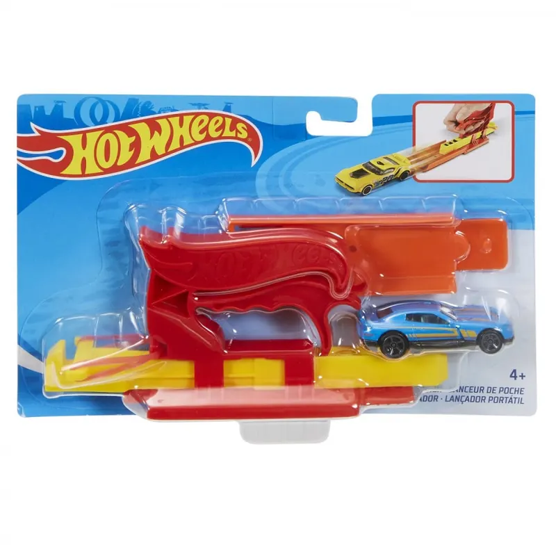 HOT WHEELS SET LANSATOR PORTABIL ROSU SI MASINUTA