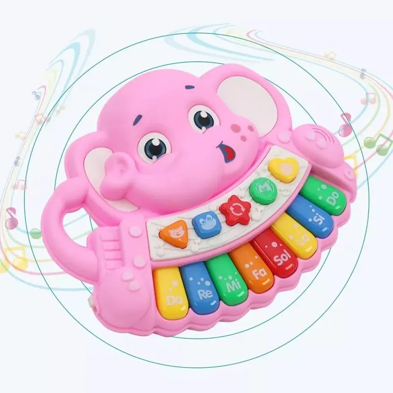 Jucarie Interactiva Bebelusi, Pian Cu Lumini si Sunete, Elefant, Roz, 20.5x16.5x5 cm