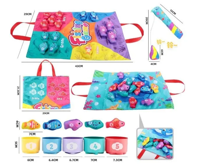Set Pescuit Educativ cu 22 accesorii, Invatare prin Joaca, Culori, Forme, Numere, Litere