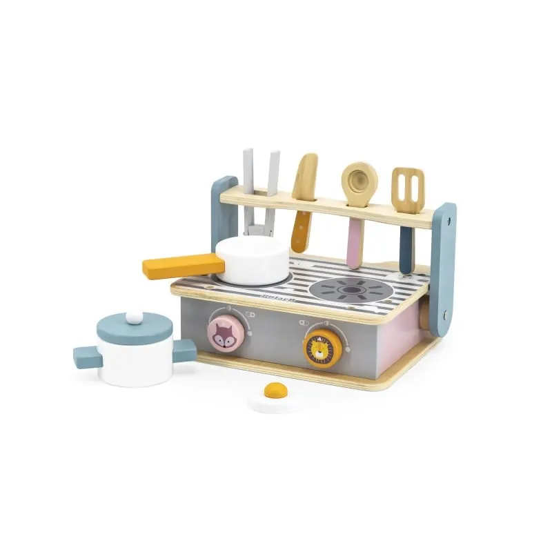 Mini aragaz si gratar PolarB Viga, lemn, cu accesorii, multicolor KID440328