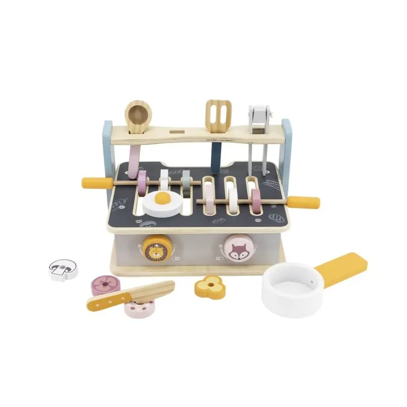 Mini aragaz si gratar PolarB Viga, lemn, cu accesorii, multicolor KID440328 — imaginea 3