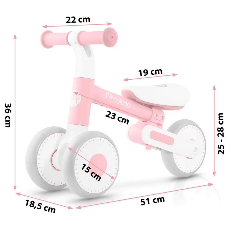 Bicicleta Nukido NK-603, echilibru, fara pedale, roti EVA, roz KID621247 — imaginea 3