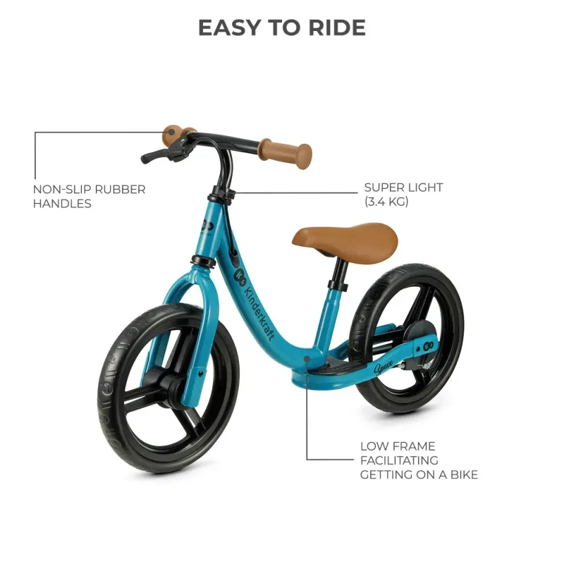 Bicicleta Kinderkraft Space, fara pedale, echilibru, albastru KID925322 — imaginea 2