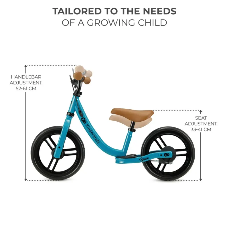 Bicicleta Kinderkraft Space, fara pedale, echilibru, albastru KID925322 — imaginea 3