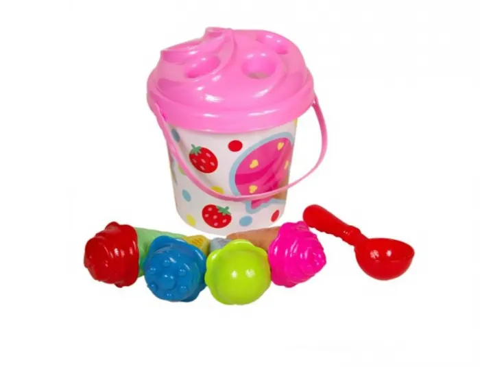 Set galetusa cu accesorii forme de inghetata pentru nisip, Multicolor, Plastic