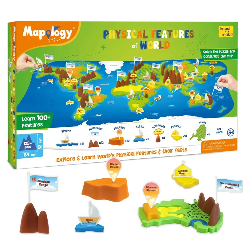 Puzzle Harta Lumii cu Forme de Relief