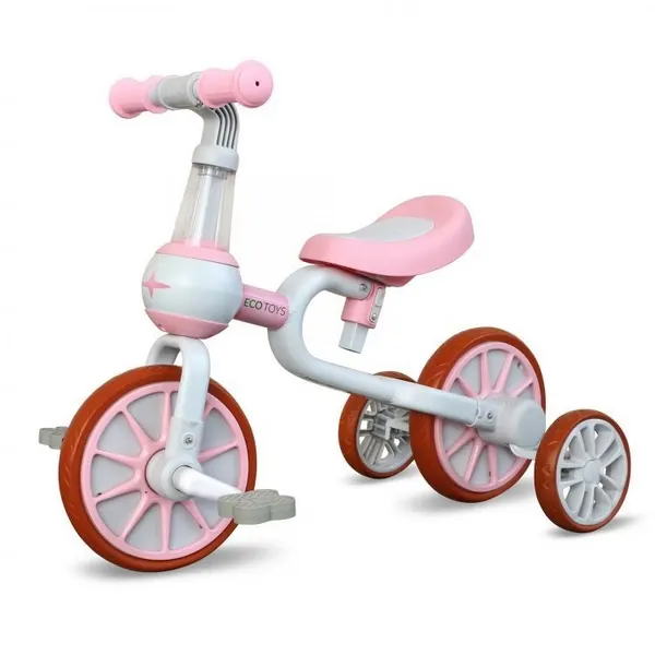 Bicicleta Ecotoys, roti ajutatoare, roz KID068266 — imaginea 2