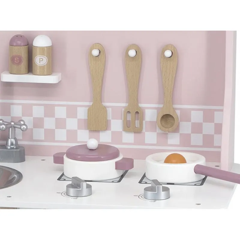Bucatarie copii PolarB Viga, lemn, 7 accesorii, roz KID440465 — imaginea 2