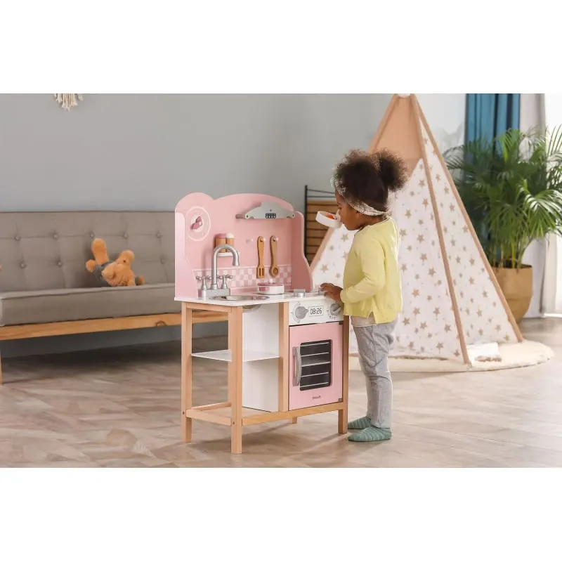Bucatarie copii PolarB Viga, lemn, 7 accesorii, roz KID440465 — imaginea 5