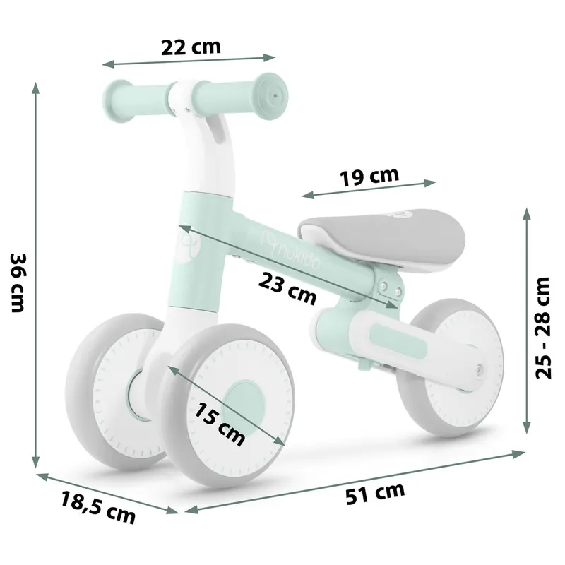 Bicicleta Nukido NK-603, echilibru, fara pedale, roti EVA, menta KID621261 — imaginea 3