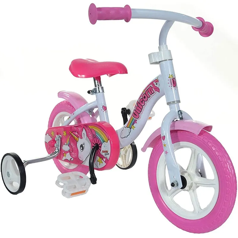 Bicicleta Copii Dino Bikes, Unicorn, 10 inch, roti ajutatoare, alb/roz KID904168 — imaginea 2
