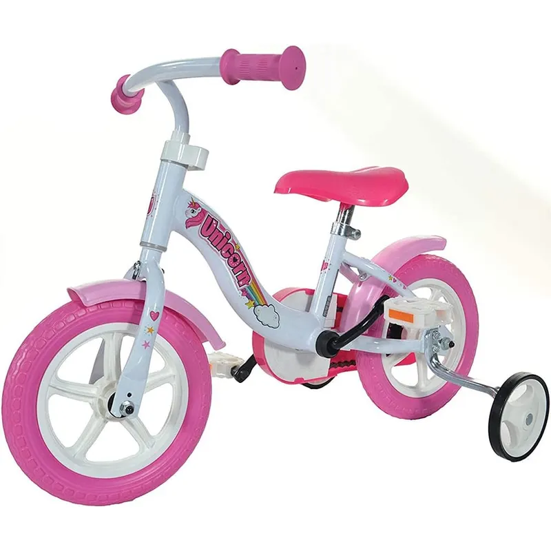 Bicicleta Copii Dino Bikes, Unicorn, 10 inch, roti ajutatoare, alb/roz KID904168 — imaginea 3