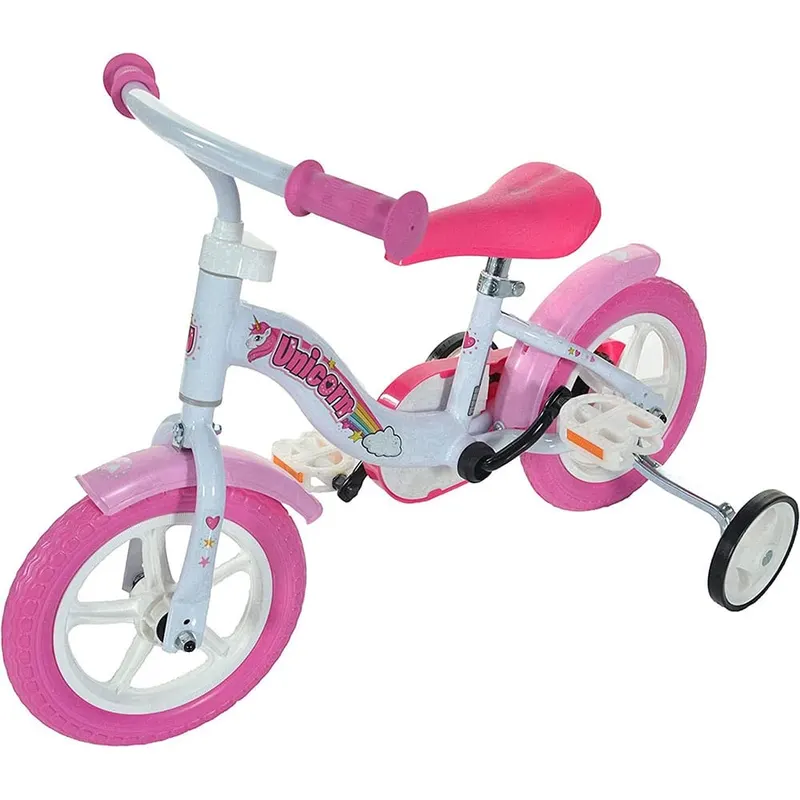 Bicicleta Copii Dino Bikes, Unicorn, 10 inch, roti ajutatoare, alb/roz KID904168 — imaginea 4