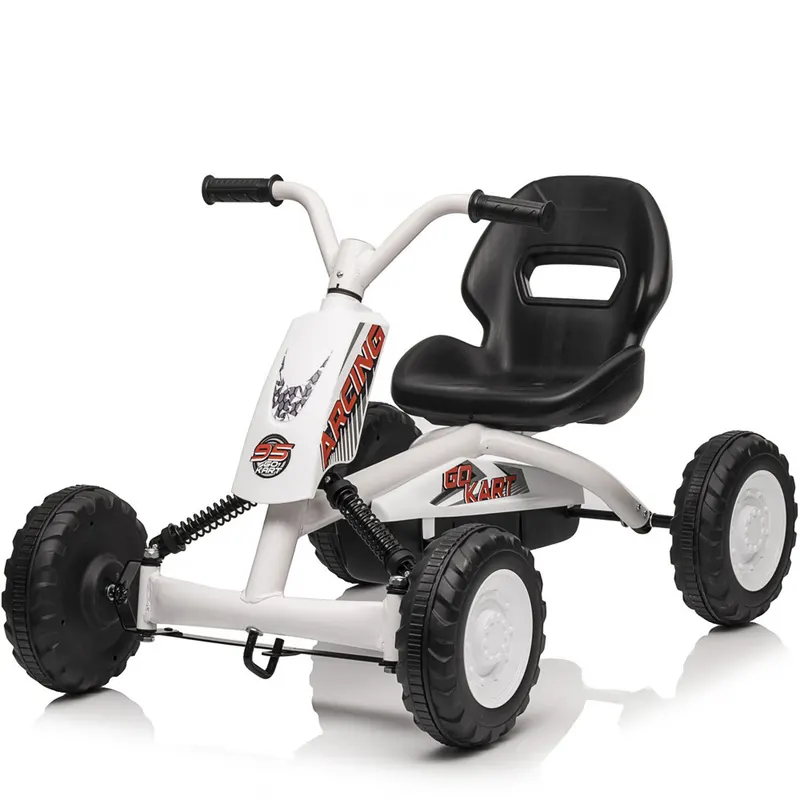 Kart cu pedale, pentru copii 2-6 ani, ArcSpring, cadru metal, amortizoare, alb