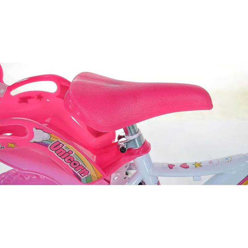 Bicicleta Copii Dino Bikes, Unicorn, 12 inch, roti ajutatoare, sistem frana, alb/roz KID904175 — imaginea 5
