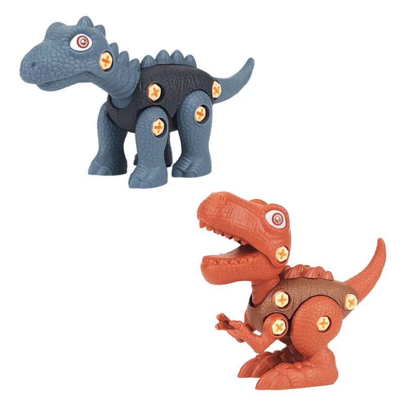 Set 2 Jucarii Interactive STEM DIY, Dinozauri de Construit, Tyrannosaurus Rex si Brachiosaurus, Maro Gri, + 3 Ani