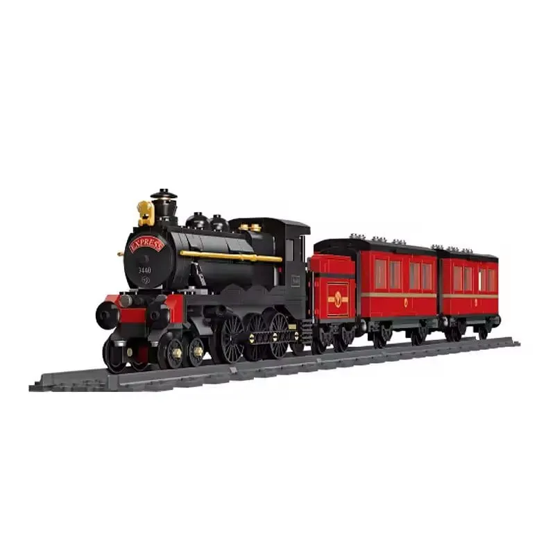 Set de Construit Tren cu Aburi, 789 Piese Reproducere Detaliata a Locomotivei GWR Express 3440, Model de Colectie Cu 3 Vagoane si Sina Inclusa, 78 Cm Lungime, Design Realist pentru Pasionati