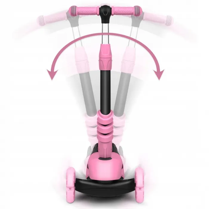 Trotineta Ricokids Todi, 3 in 1, roti LED, roz KID611668 — imaginea 3