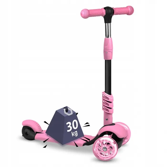 Trotineta Ricokids Todi, 3 in 1, roti LED, roz KID611668 — imaginea 4