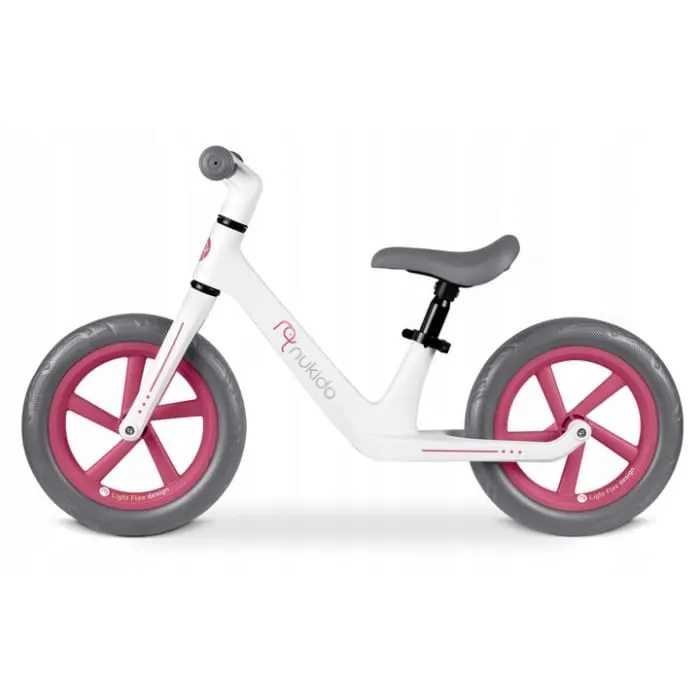 Bicicleta Nukido Light Flee, echilibru, fara pedale, roti EVA, alb/roz KID623029 — imaginea 2