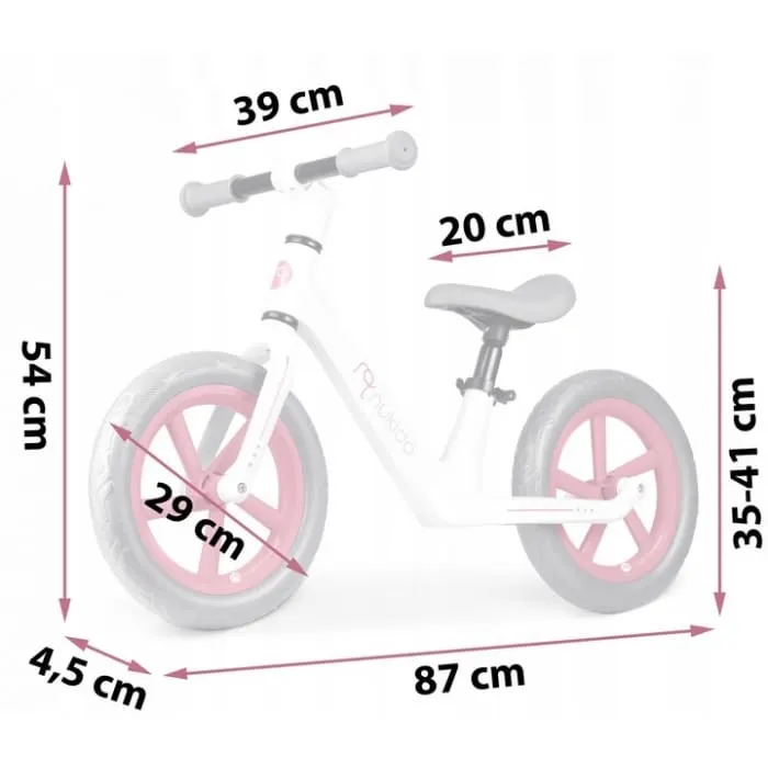Bicicleta Nukido Light Flee, echilibru, fara pedale, roti EVA, alb/roz KID623029 — imaginea 3