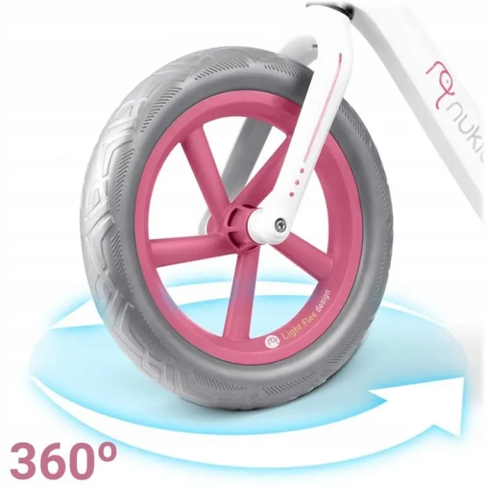 Bicicleta Nukido Light Flee, echilibru, fara pedale, roti EVA, alb/roz KID623029 — imaginea 5